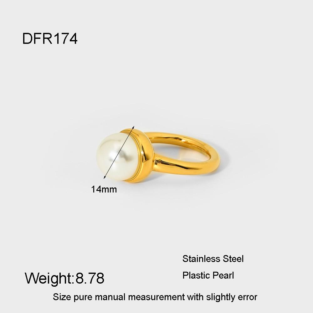 Anello geometrico a forma di fiore placcato oro 18 carati con perle sintetiche e zirconi