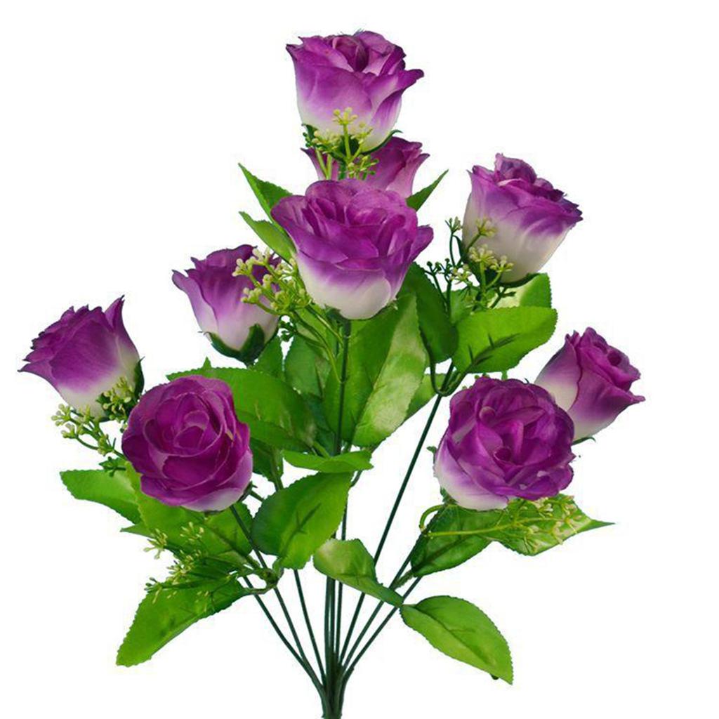 Graceful 10 Heads Fake Rose Bud Bunch for Wedding and Garden Decor