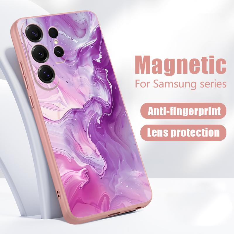 Splicing Marble Pattern Case For Samsung S26 Ultra S25 Edge S24 Plus S23 FE A15 A16 A17 A35 A36 A37 A54 A55 A56 A57 5G Hybrid TPU+PC Magnetic Cover