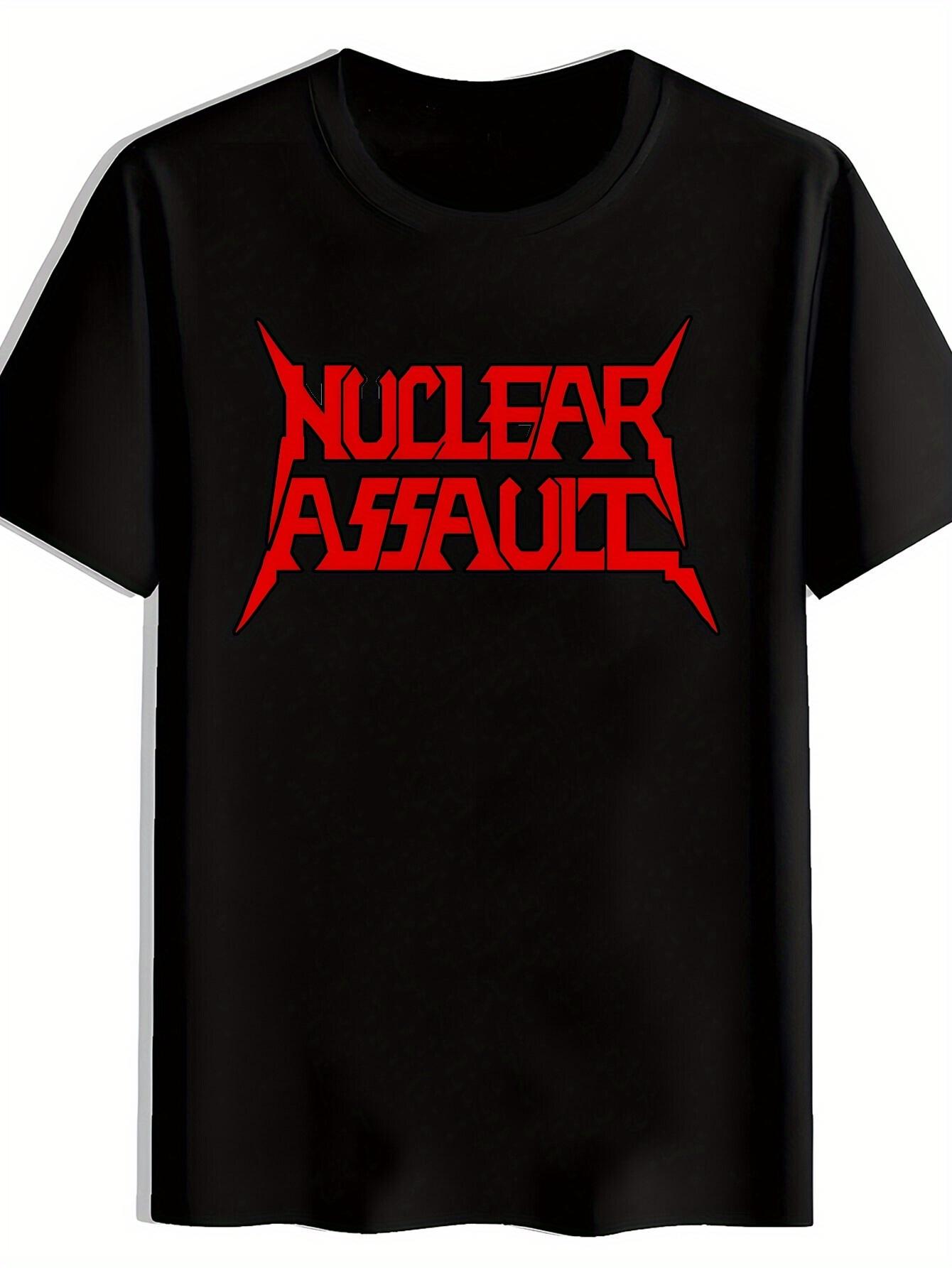 Black Retro Rock Band Graphic T-shirt - NUCLEAR ASSAULT Print XL