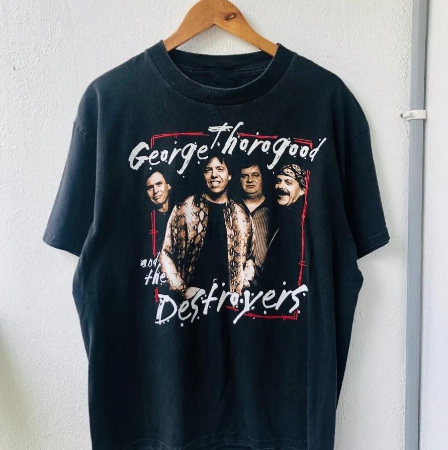 Vtg George Thorogood and The Destroyers Band Cotton Black Unisex Shirt BL1571 Unisex T-Shirt S