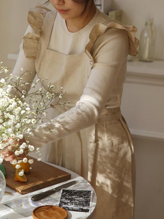 MAISON DE ROOMROOM Natural Frill Apron 2 types oatmeal