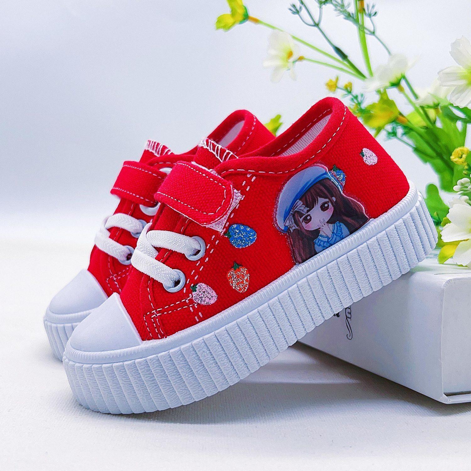 

Парусиновая обувь для девочек, обувь принцессы на мягкой подошве, студенческая повседневная обувь для скейтбординга, джинсовые нескользящие одинарные туфли 31 красный