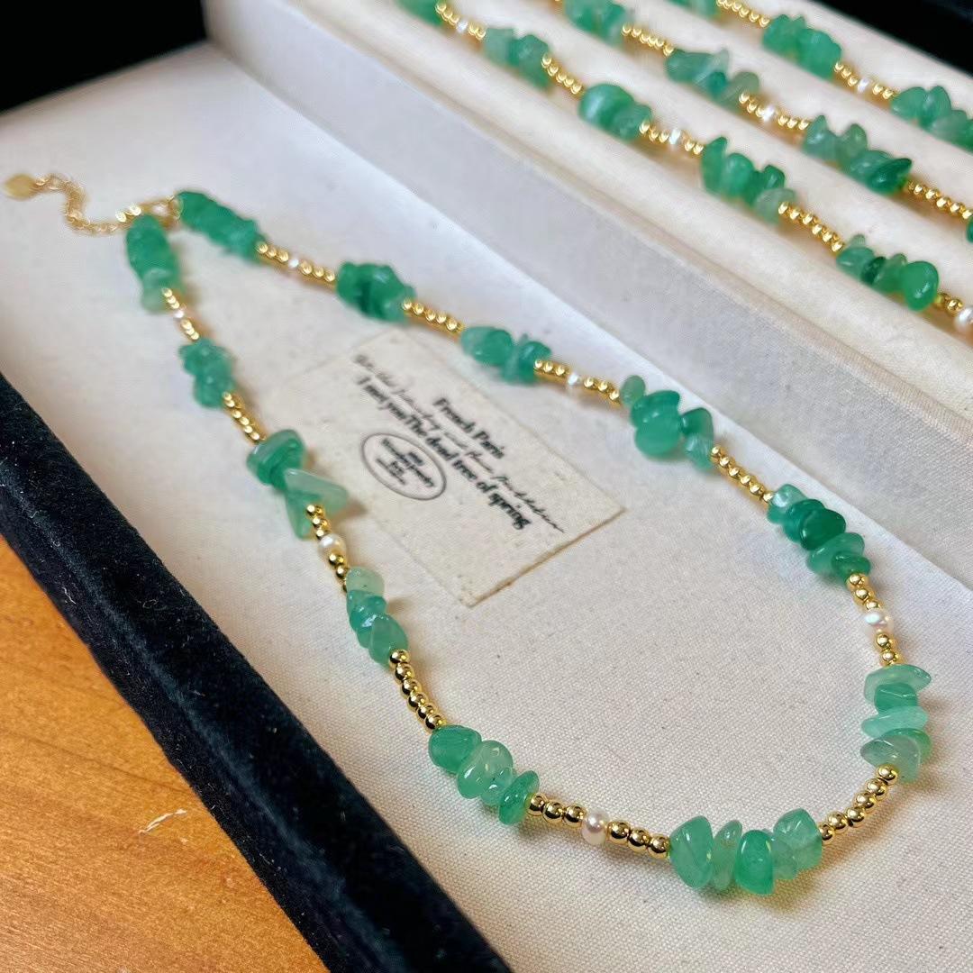 

Retro Natural Dongling Jade Gypsy Collarbone Chain Neck Chain Necklace High Temperament Simple Atmosphere