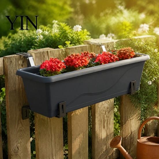 Adjustable Metal Pot Stands 4Pcs Planter Box Brackets, Stainless Steel Flower Hangers, Balcony Railing Plant Hangers No Drill Supports for Fence