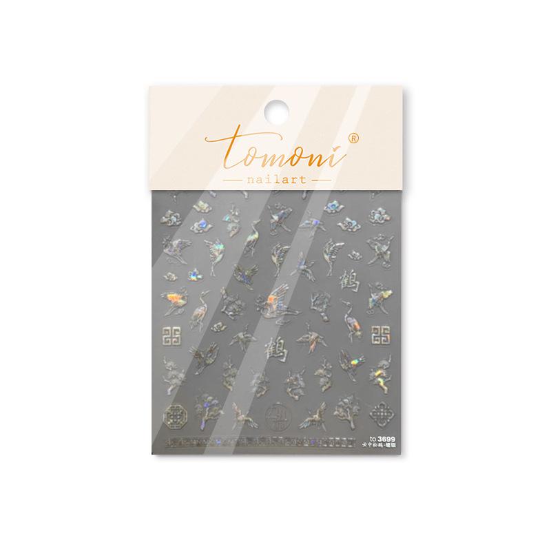 

Наклейки для ногтей Tomoni Shell Light Retro - Национальный стиль Сосна и журавль в облаках
