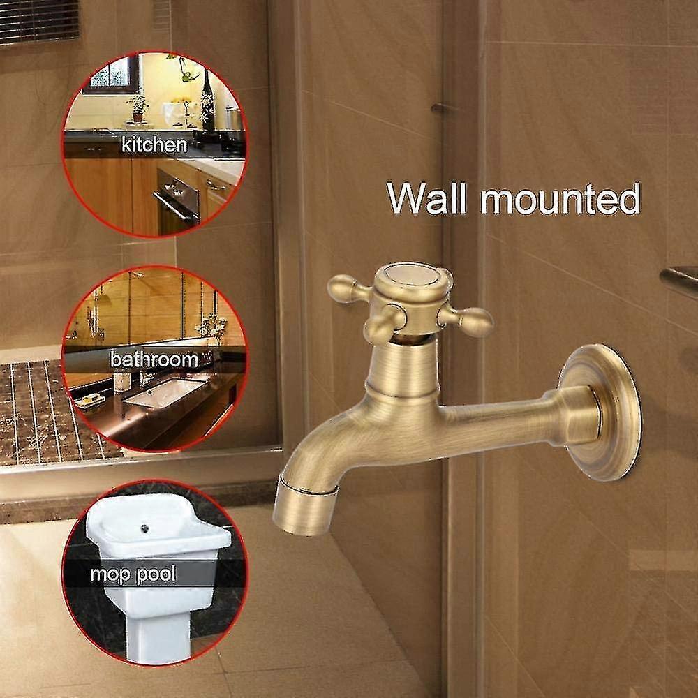 Wall mounted retro copper faucet suitable for kitchen sink mop pool