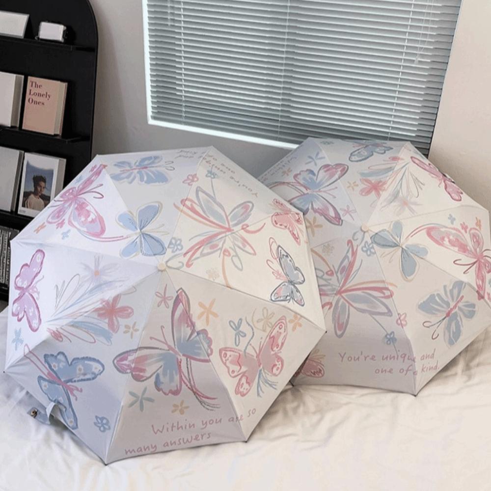 Windproof Butterfly Rain Umbrella UV Protection Folding Sun Umbrella  Women