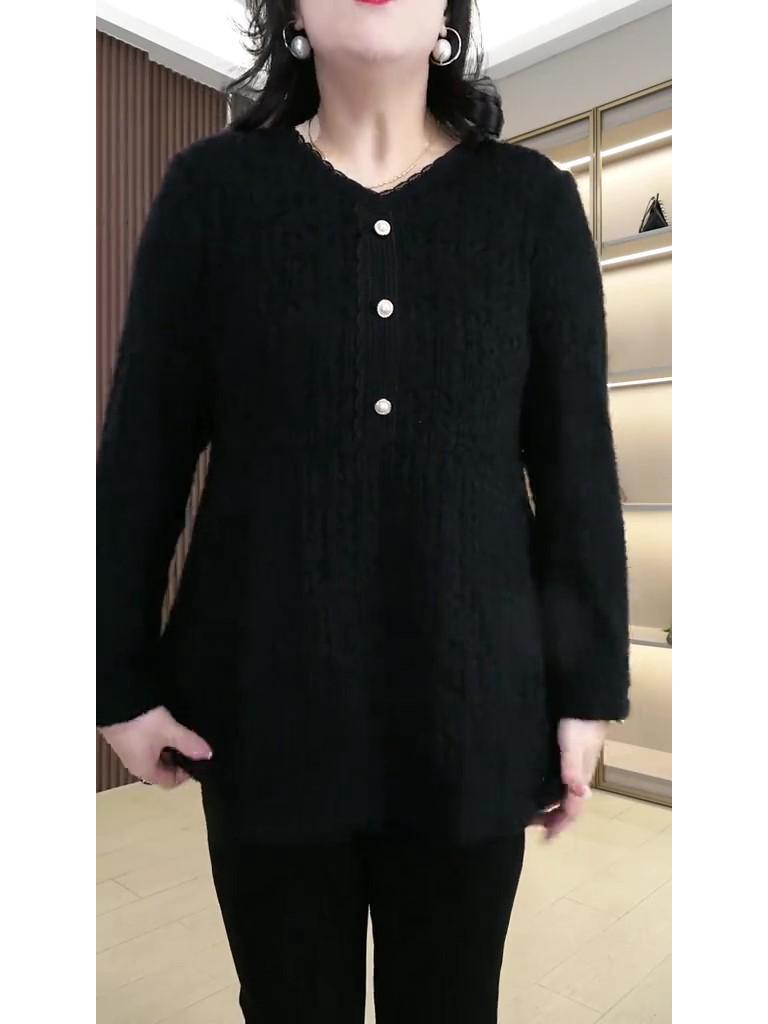 Spring Velvet Light Luxury Versatile T-shirt Sweater: Plus Size Elastic Top for Middle-aged Women
