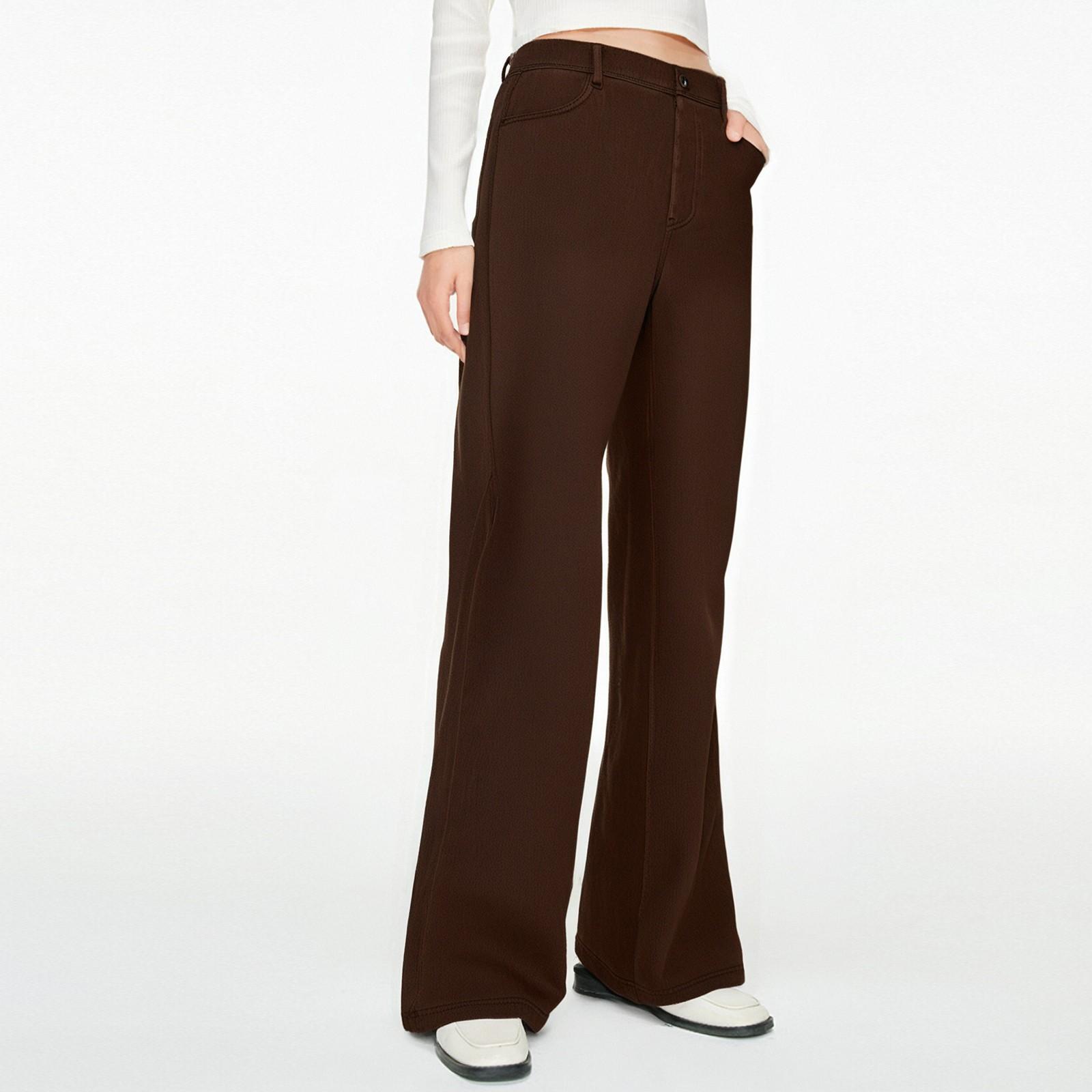 

Женские модные прямые повседневные винтажные драпированные эластичные джинсовые спортивные брюки L коричневый