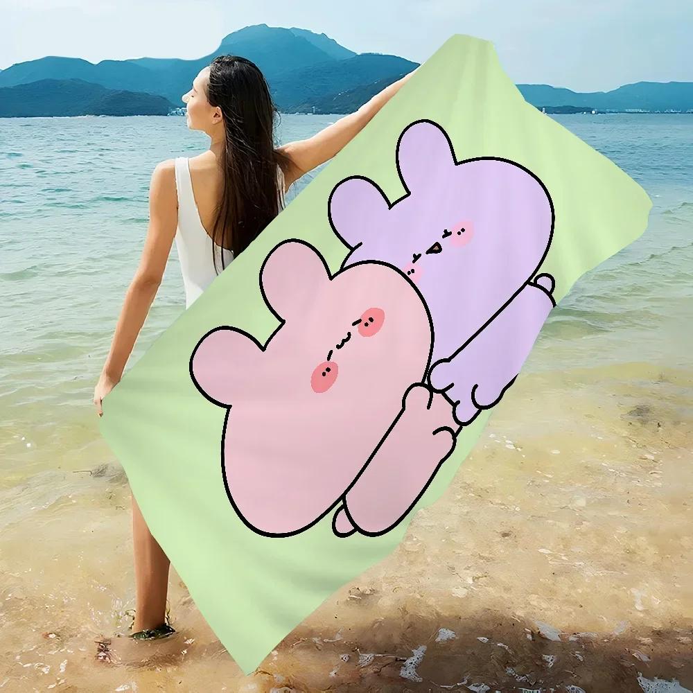 Ka Chen Muxi White Cartoon A-Asamimichan Cute Beach Towel Colorful Bath Towels Microfiber Quick Dry Sand Free Beach Yoga Spa Gym Pool