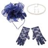 Lady Fascinators Headband Elegant Pearls Opera Necklace Earrings Lace Gloves Set 1920s Versatile Headwear