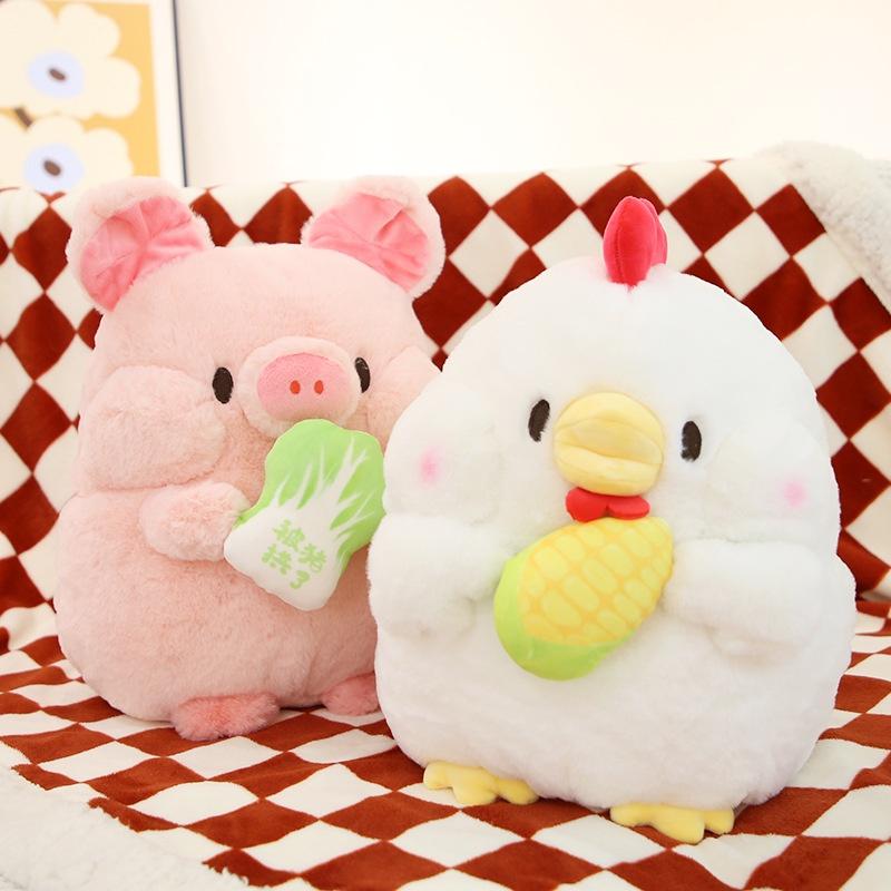 Cute Plush Pig And Chicken Dolls With Pp Cotton Filling For Girls' Birthday Gifts