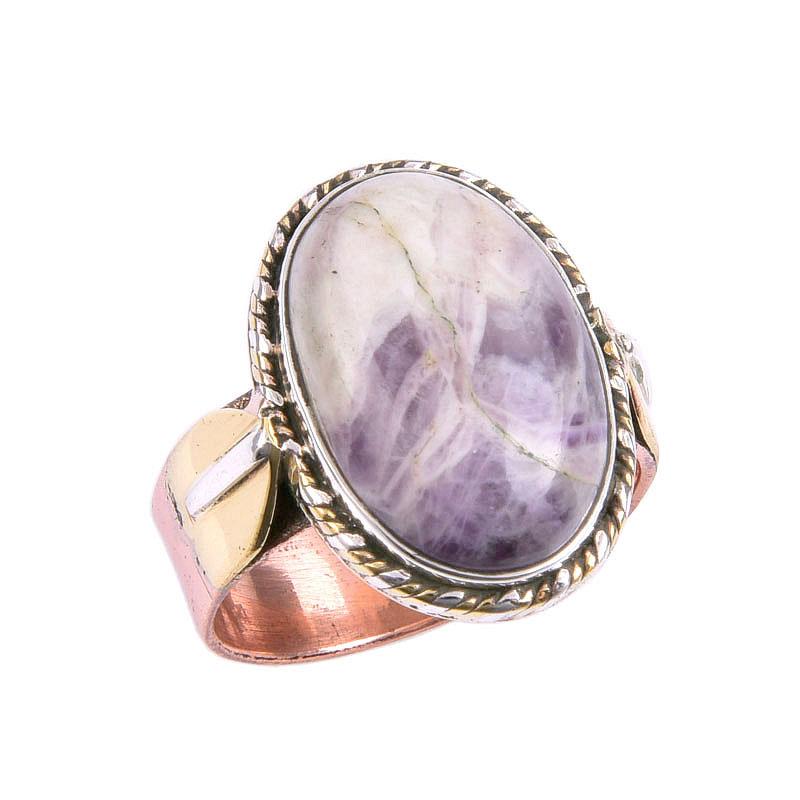 Natural Tiffany Stone Gemstone Two Tone 925 Sterling Silver Gift Ring S.7 R0d38