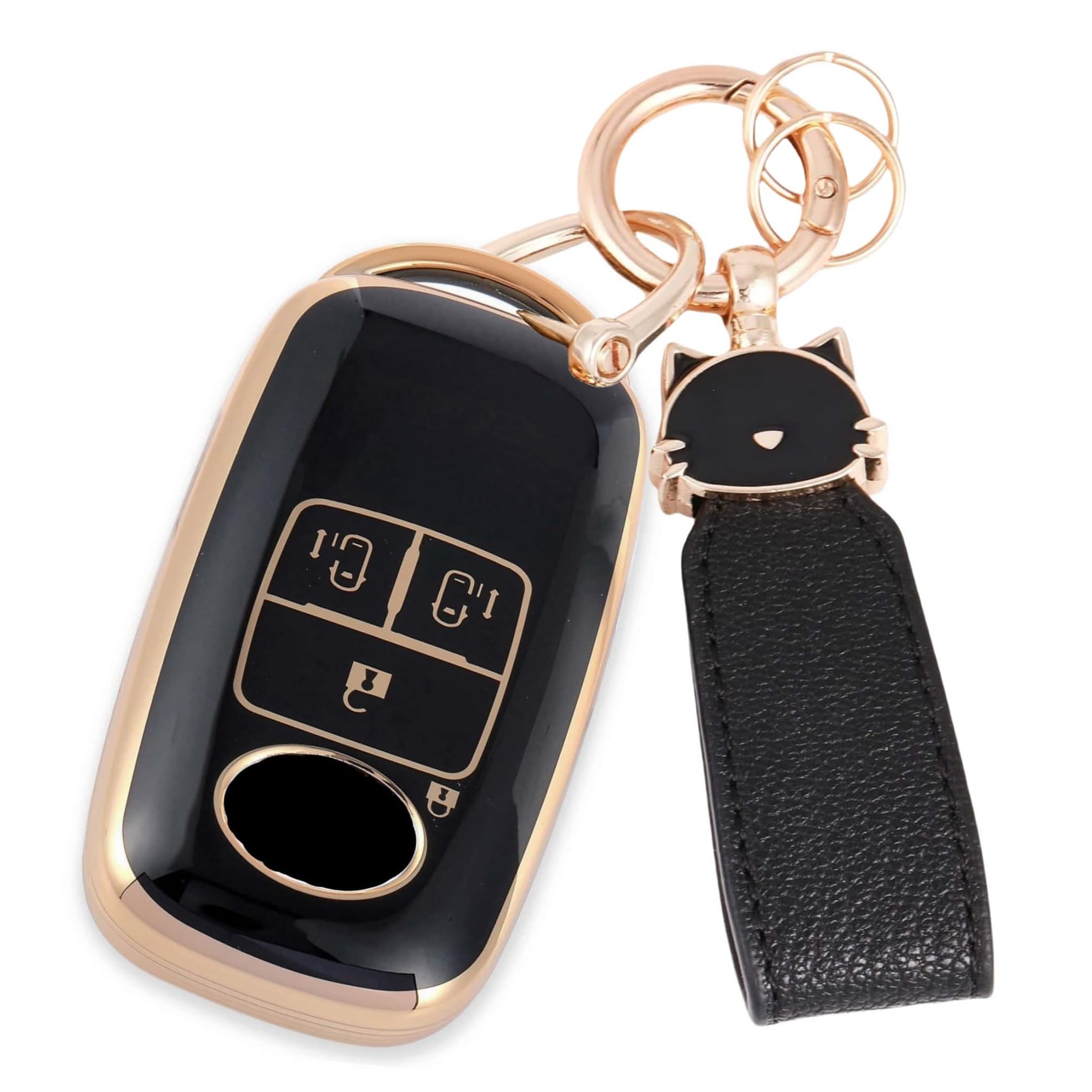 

Чехол для ключа ZANEKO, совместимый с Toyota Rise, вместительный чехол для ключа, совместимый с Daihatsu Rocky, новый чехол для смарт-ключа Taft Tanto Custom (Черный кот, милый) чёрный