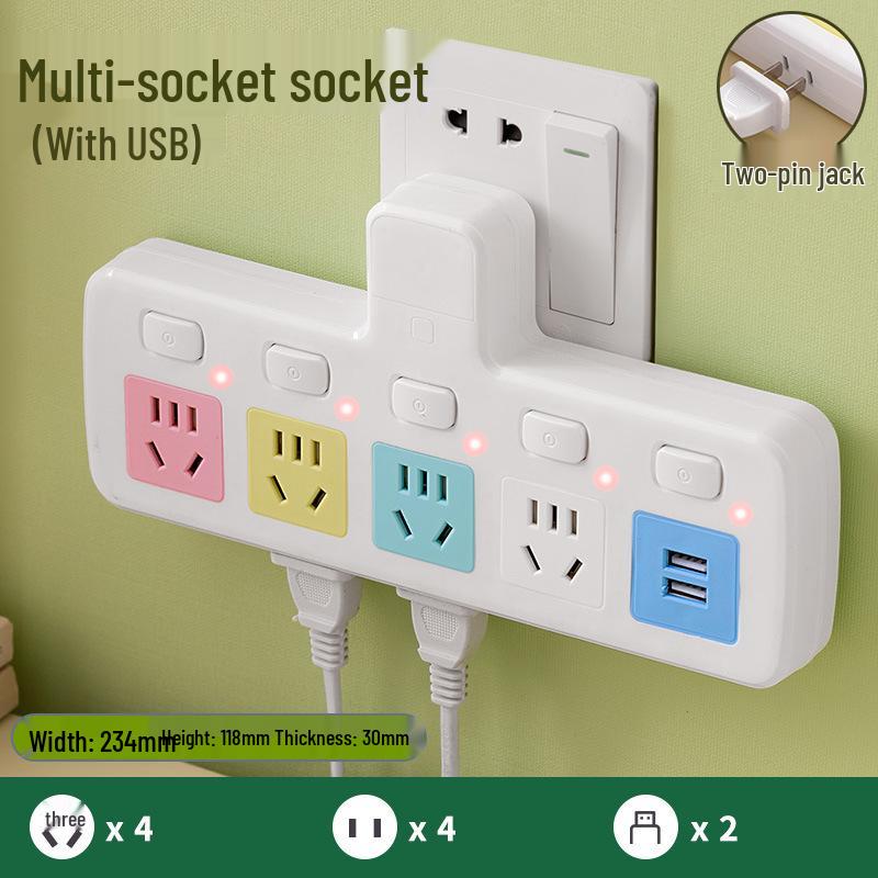 Pure Copper Multi-Function USB Power Strip with Wireless Plug Board