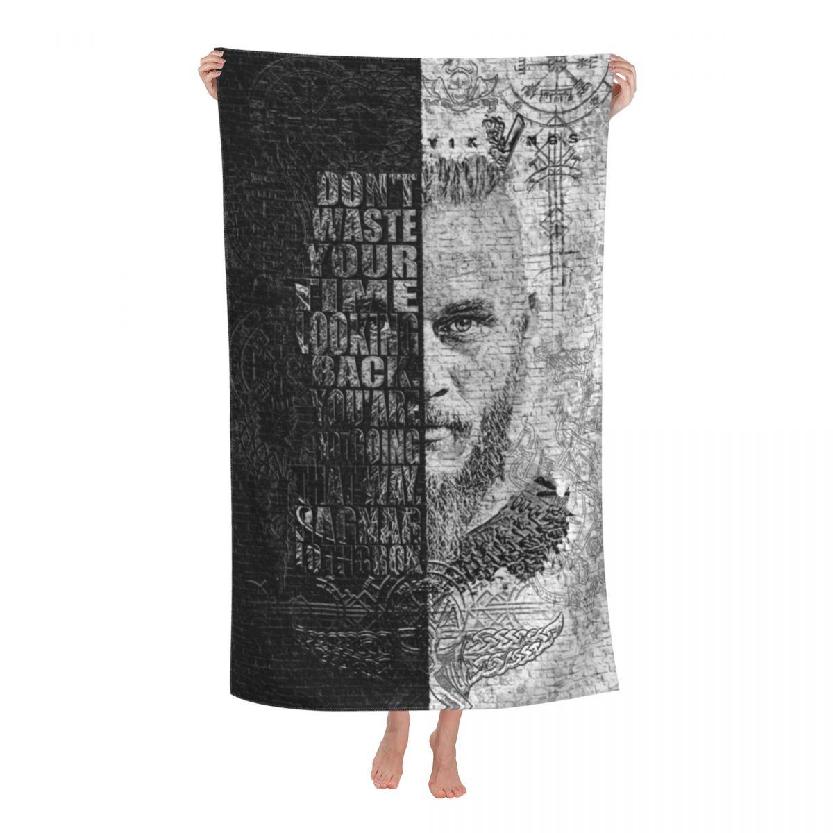 Viking Runes Thor Mjolnir Beach Towel Norse Valhalla Odin Breathable Microfiber Pool Towels W30*H60(CM)