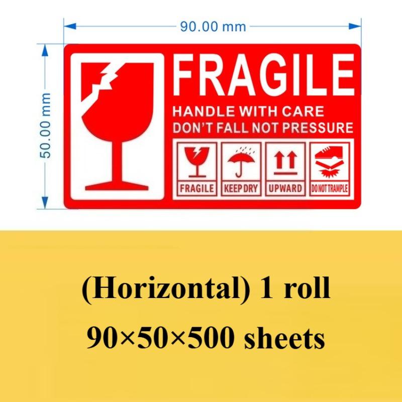 Fragile Warning Adhesive English  Mark Peelable Self-sticker for Express Parcel Cargo Carton Logistics Delivery Warehouse