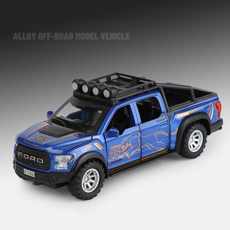 1/32 Ford F150 Raptor Legering Bilmodell Lyd og lys Trekk tilbake Barneleke Samleobjekter Bursdagsgave