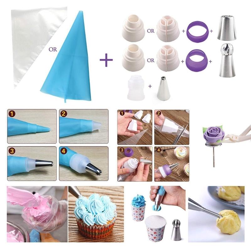 88Pcs Baking Supplies Kit 49Pcs Frosting Piping 3Pcs Russian Ball Piping Tips Flower Frosting Tip Baking Flower Nozzle