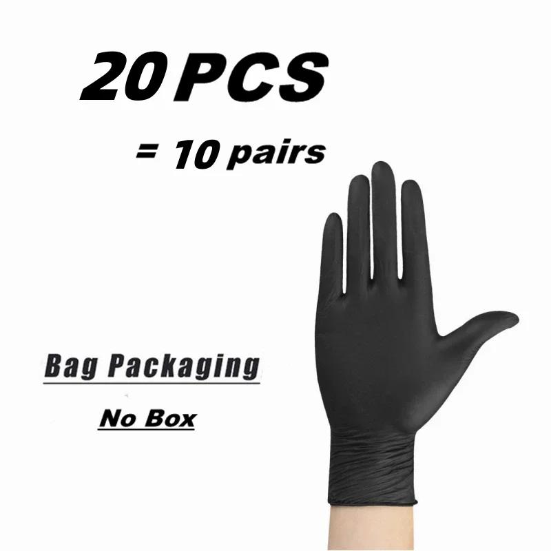 10/20/50/100pcs Disposable PVC Black Nitrile Gloves,Waterproof Latex Free,For Car Repair Food Safe Hair Dyeing Work Gloves