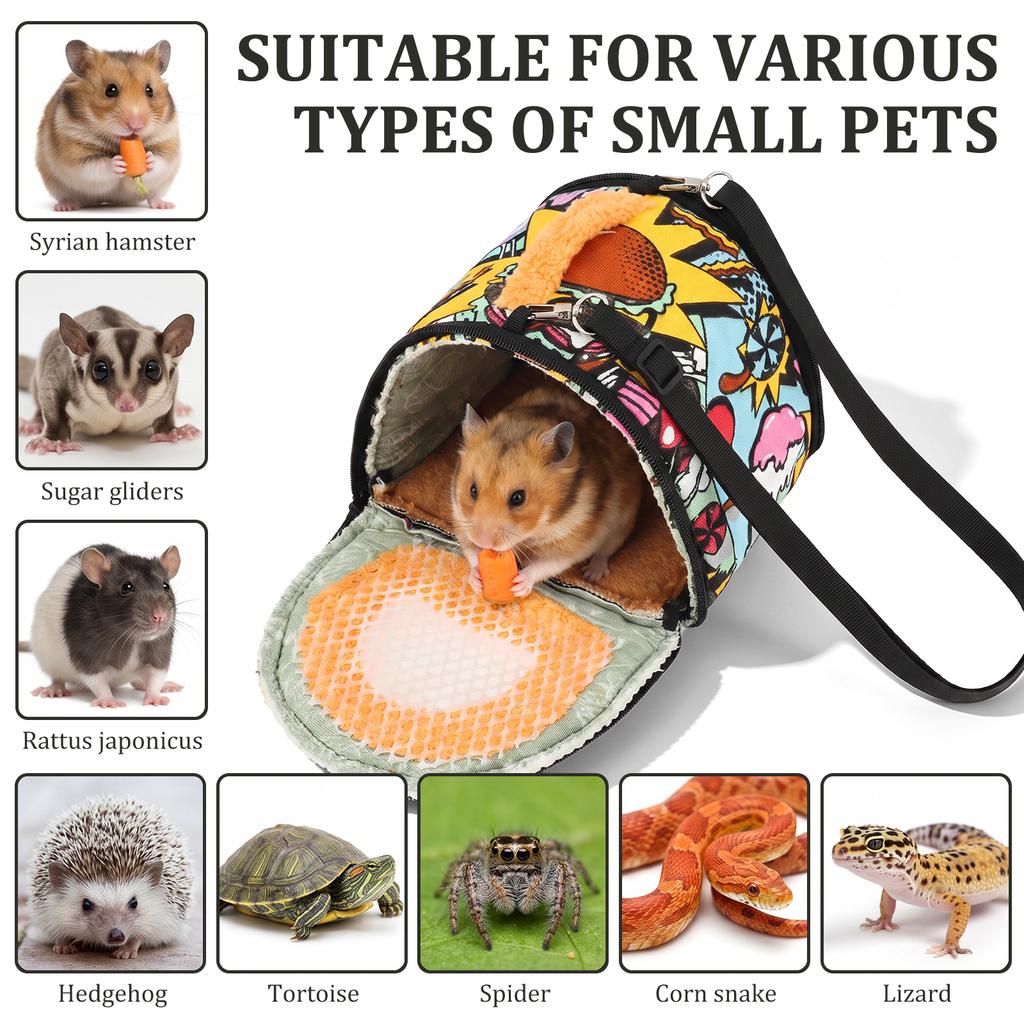 Hamster Carrier Bag Portable Small Pet Backpack with Removable Strap & Mesh Window Lizard Chinchilla Travel Handbag Pet Supplies