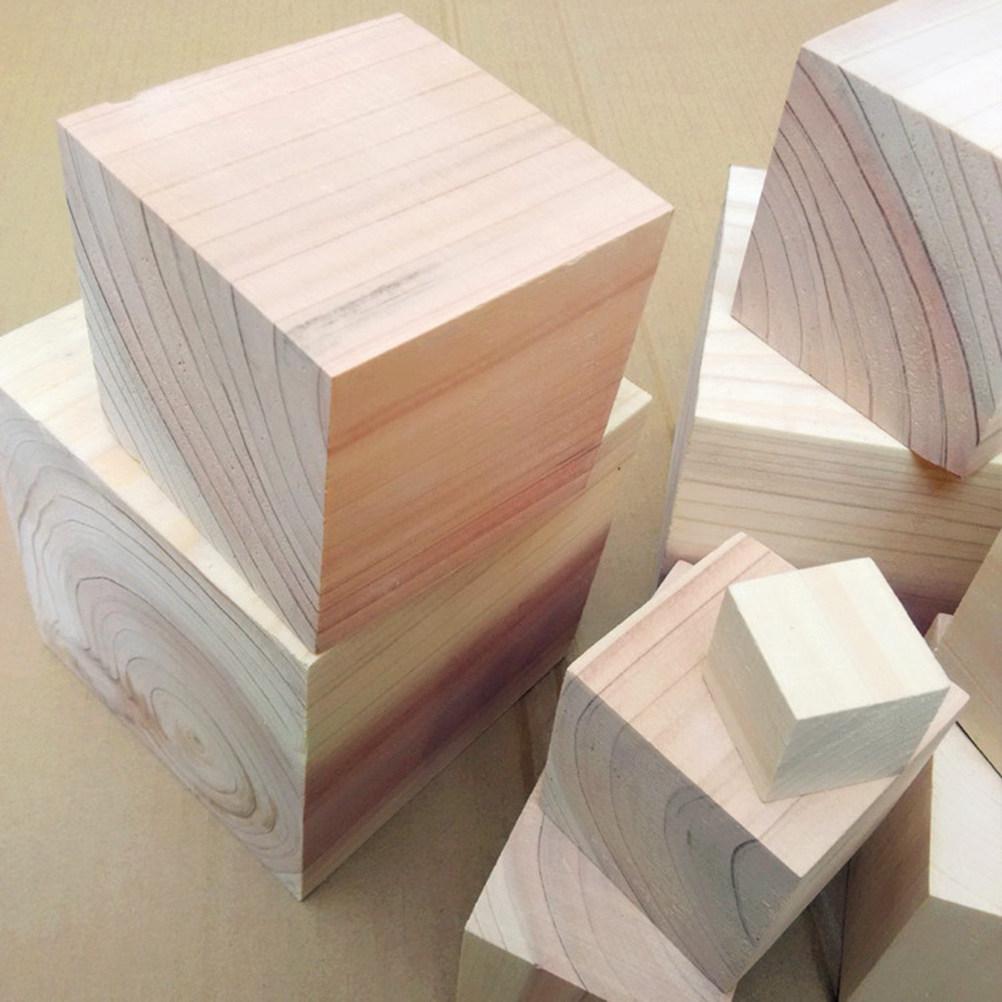 10Pcs 2.5cm Natural Pine Wooden Cubes Smooth Splinter-Free Craft Blocks for DIY Alphabet Numbers Puzzle Stamp Mounting Painting