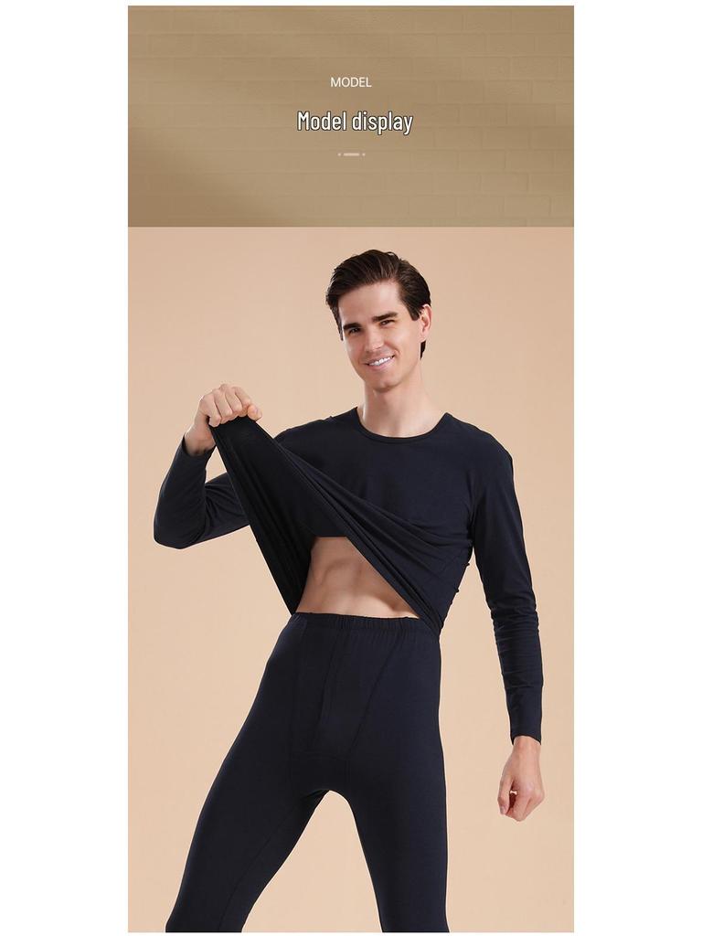 Men's Modal Slim-Fit Thin Warm Underwear Set - Knit Base Layer for Autumn, Winter, Spring