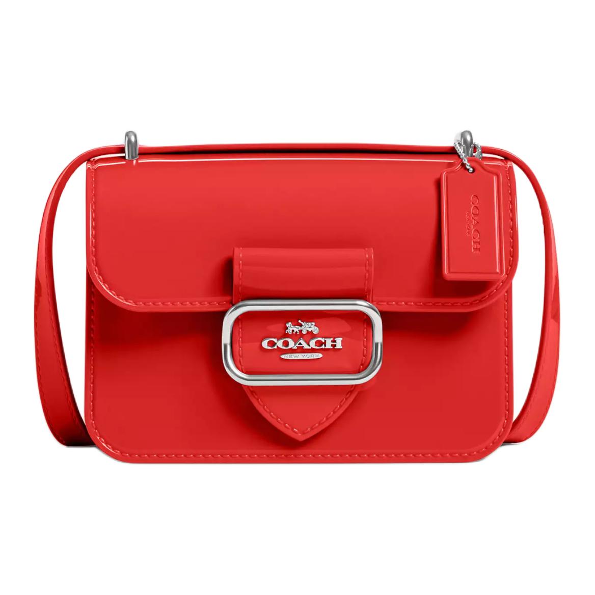 

Coach Morgan Jelly 18 Metal Logo Snap Closure Square Jelly Shoulder Crossbody Bag Small Women bags Silver Miami-Red CR287-SVQRG Basic Set (Bag+Dust Bag)