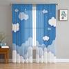 Cartoon Clouds Stars Curtain Living Room Bedroom Voile Drape Kitchen Window Tulle Curtains Home Essentials Light Filtering Made Of Polyester Treatment