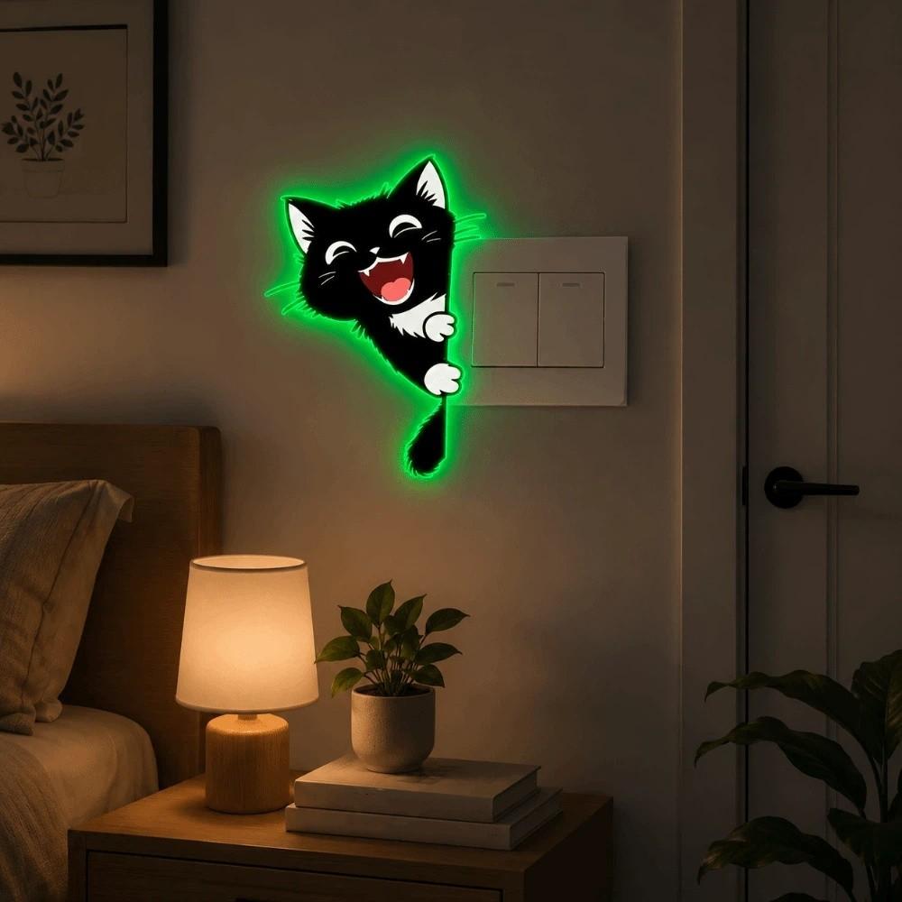 PVC Cat Wall Decals Self-Adhesive Glowing Cat Stickers Cat Luminous Stickers Bedroom