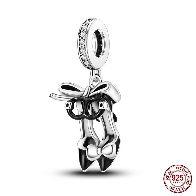 925 Silver Pink Heart Wings Skating Shoe Aircraft Camera Charms Beads Pendant Fit Qikaola 925 Original Bracelet Jewelry