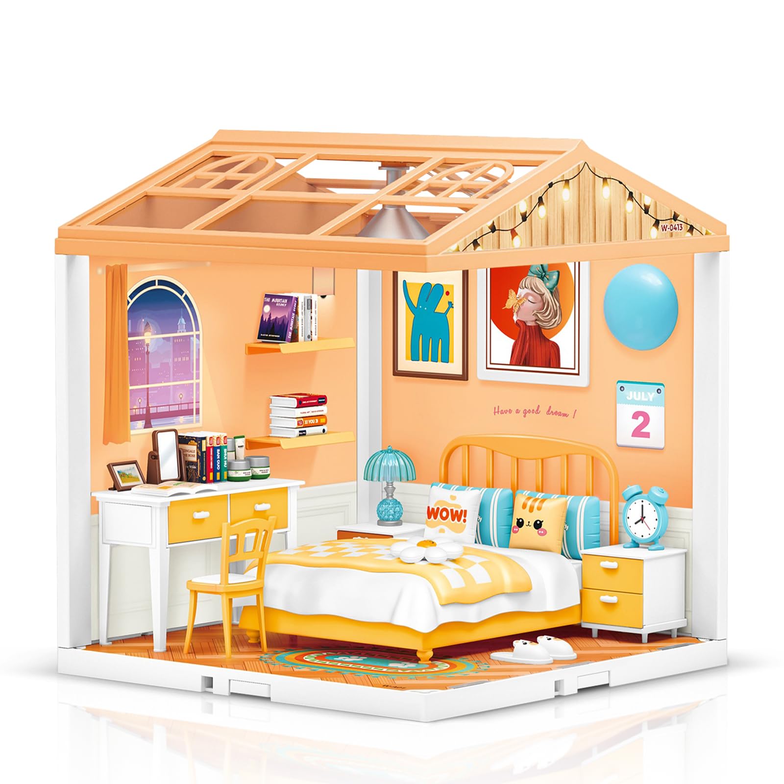 

Hallisun Сделай сам Миниатюрный дом Пластиковый кукольный домик с мебелью Игрушечный кукольный домик со светом Пылезащитная крышка и 3D Сборная игрушка для детей Возрасты и