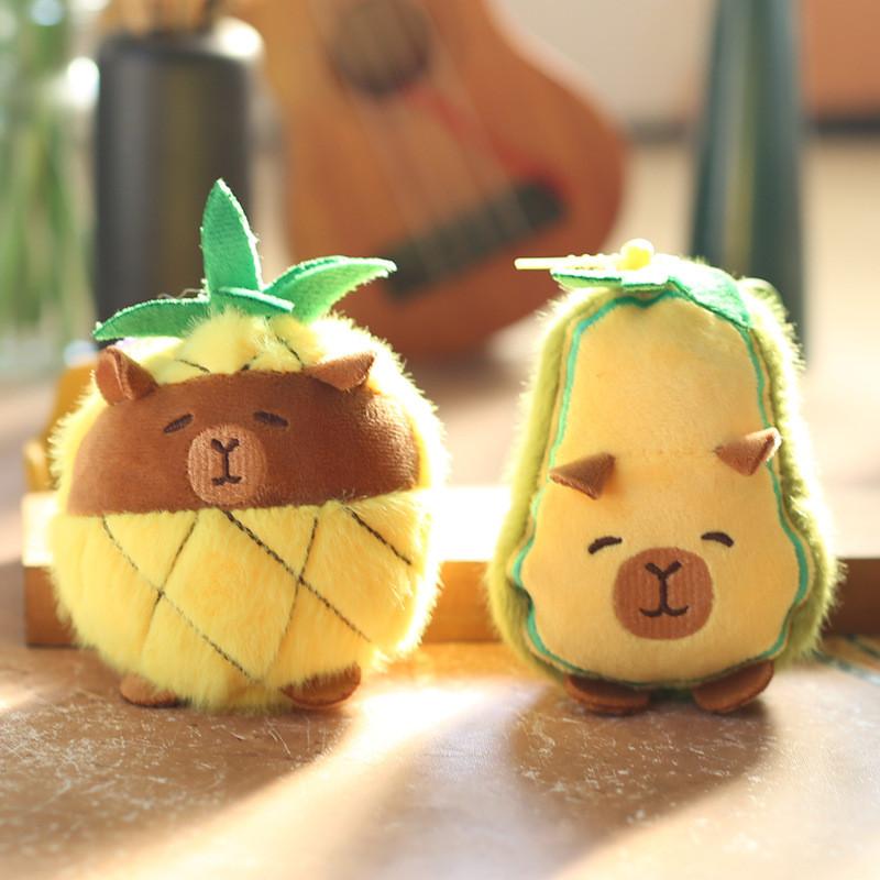 Pineapple Capybara Avocado Plush Doll Cute Pendant For Bag Decoration Gift And