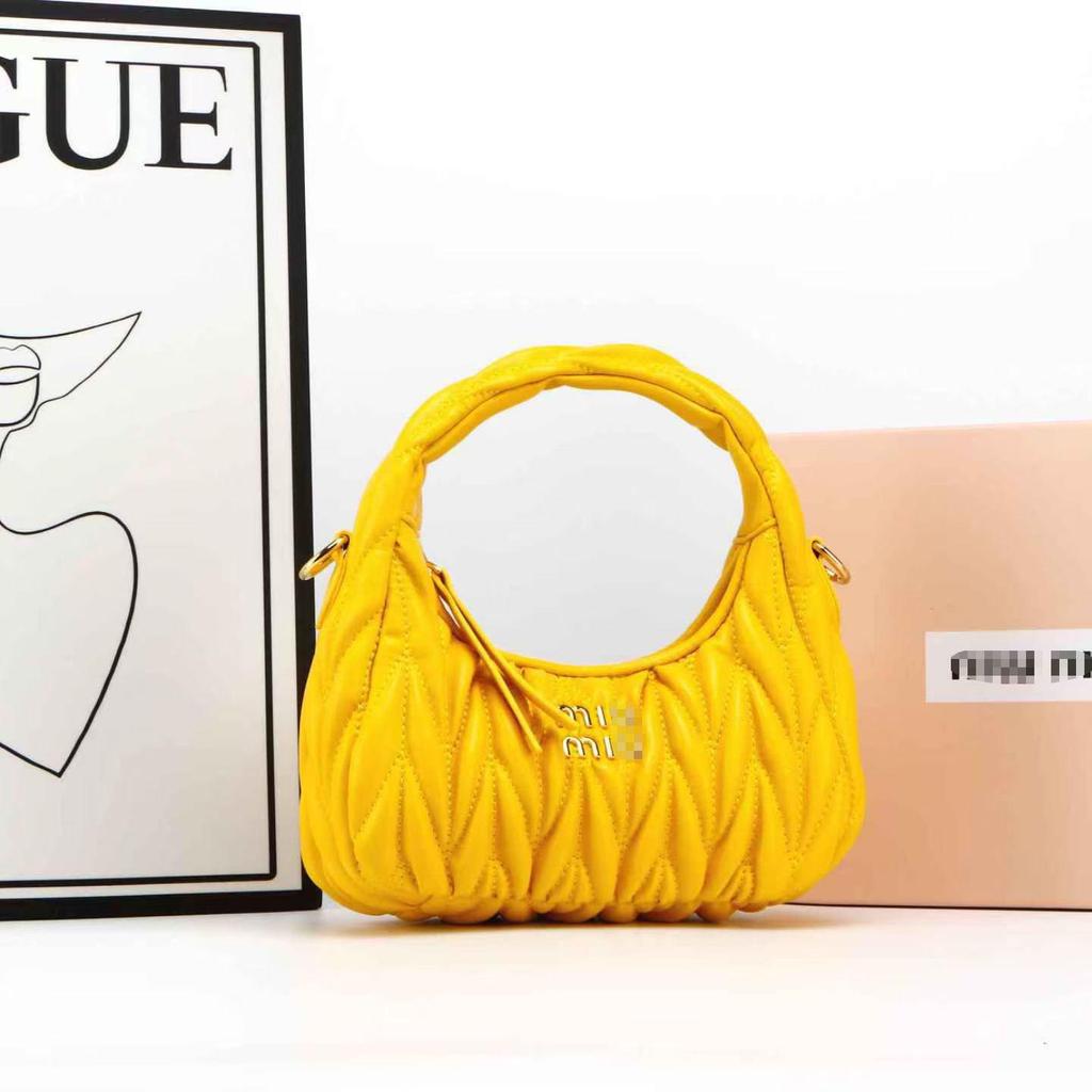 Miu House Lambskin Ruched Dumpling Hobo Bag: Trendy Crescent Underarm Crossbody for Women