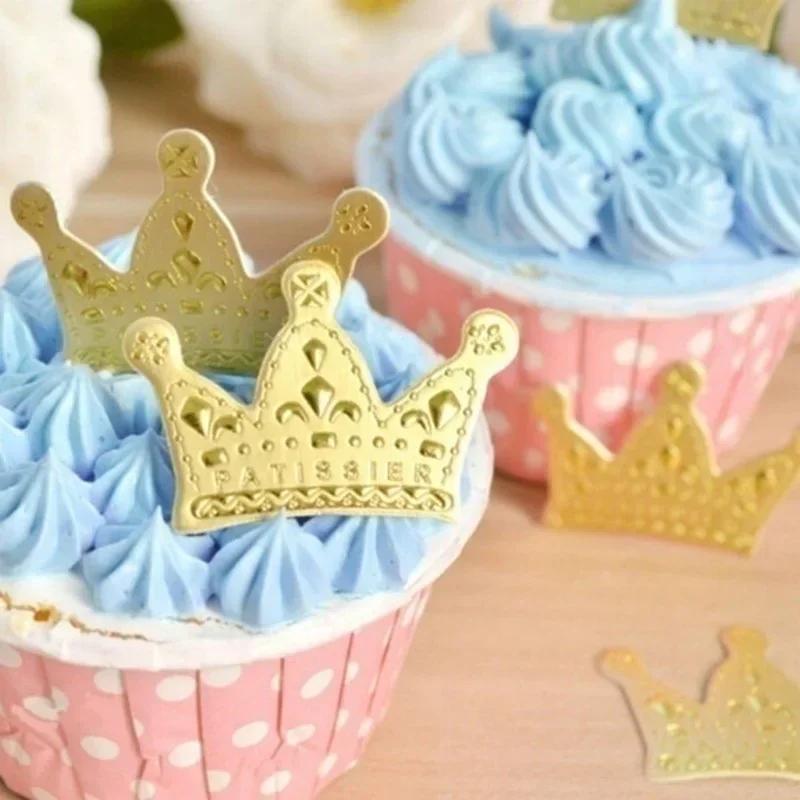 Xiaomi 50 Pcs/Bag Baking Cake Topper Hat Gold Princess Crown Happy Birthday Cake Topper Party Cake Decoration Tools