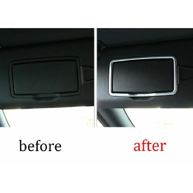 2015- For Benz C-Class W205 Cover Trim Car Makeup Mirror Panel Matte Silver