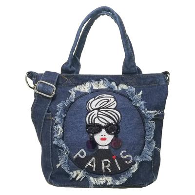Shoulder Bag for Mini Tote Denim Indigo [DIVA Rose] Women, 2-way Bag, Small, Crossbody, Lightweight, Handbag, Bag, (2Paris Girl Blue)
