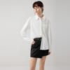 ELLE French Minimalist Fashion Design Asymmetrical Lapel Casual Loose Versatile Long Sleeve Shirt Women shirts EC52895