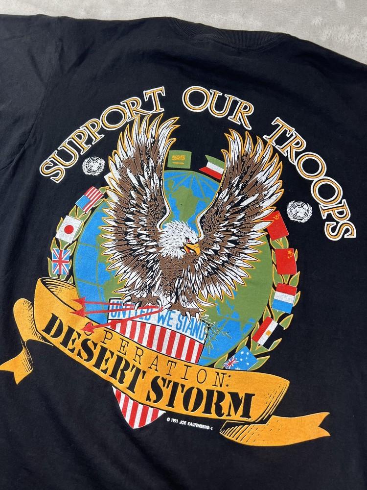 

Vintage 1991 DESERT STORM Support Our Troops Shirt Mens Large Military Tee Comba Unisex T-Shirt XXL