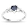 925 Sterling Silver Black Sapphire Heart Ring with White Diamond Accents Handmade Fine Jewelry Gift for Her