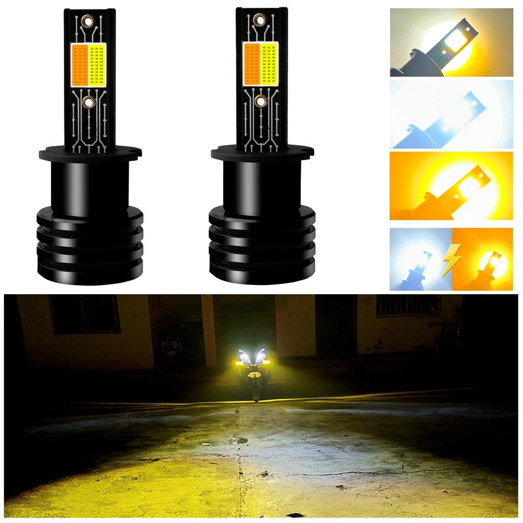 Tricolor Strobe H11 H8 9006 HB4 HB3 9005 H1 H3 H7 880 881 5202 H16 COB Fog Lights LED Bulb Car Day Driving Running Light 3000LM