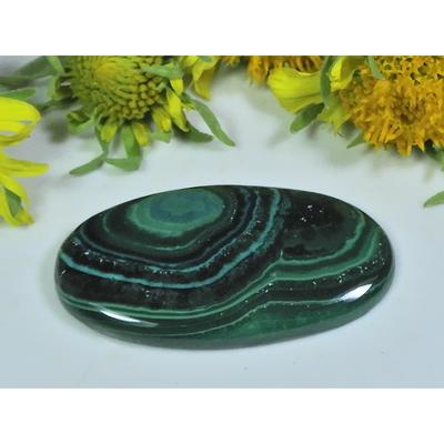 AA++ 44Cts. Natural Green Malachite Oval Cabochon Loose Gemstone 20X38X04MM D-27
