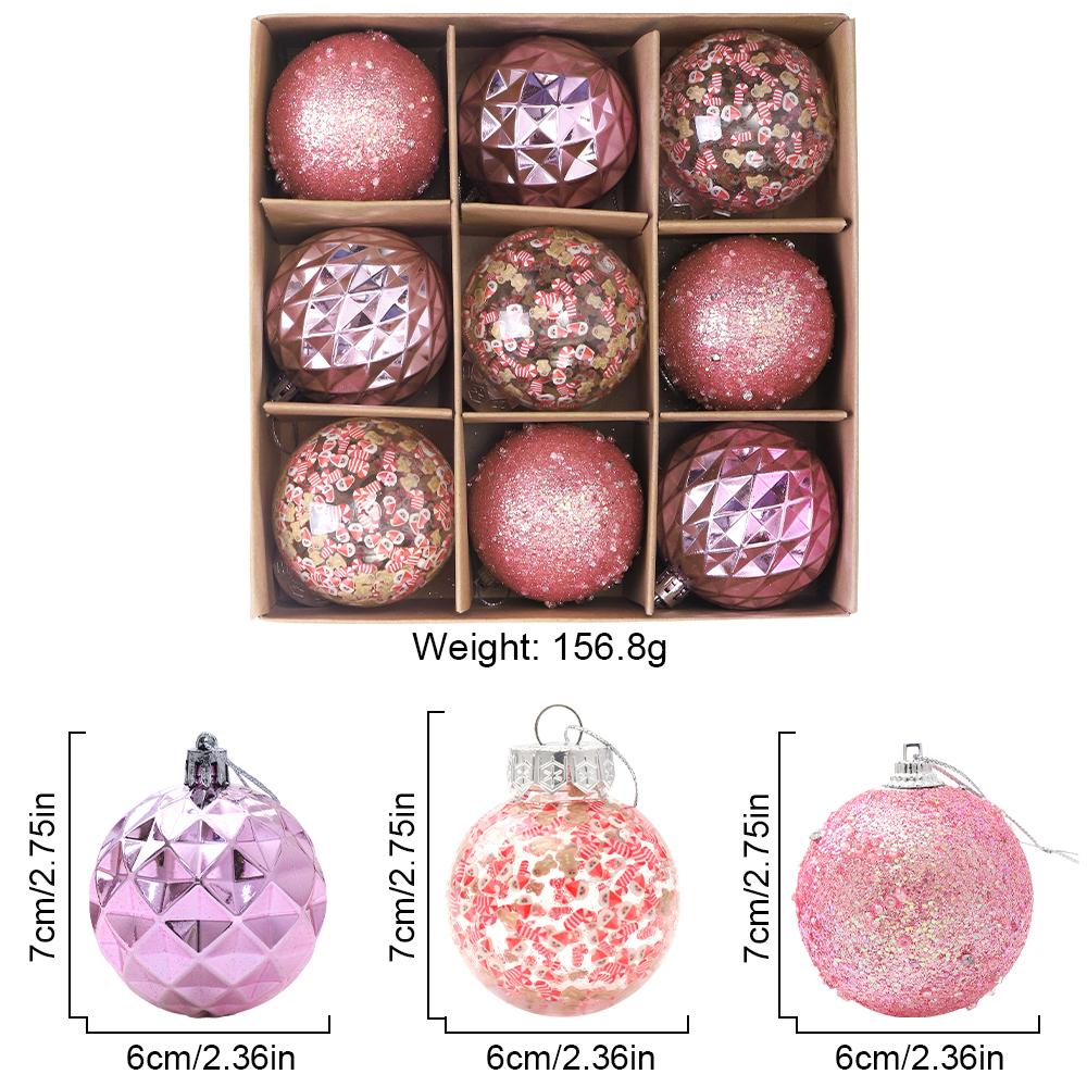 9Pcs 7CM Christmas Balls Christmas Tree Decoration Hanging Pendants Ornaments Party Home Decor 2025 New Year Navidad Gift Decor