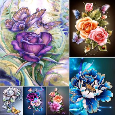 5D DIY Rose Diamond Painting Rhinestone Picture Cross Stitch Kit Full Round Diamond Embroidery Gift Mosaic Home Decoration