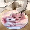 1PC Unicorn Fairy Non-Slip Floor Round Carpet, Office, Family, Bedroom, Large Area Rug Indoor Rugs, Durable PolyesterH0391