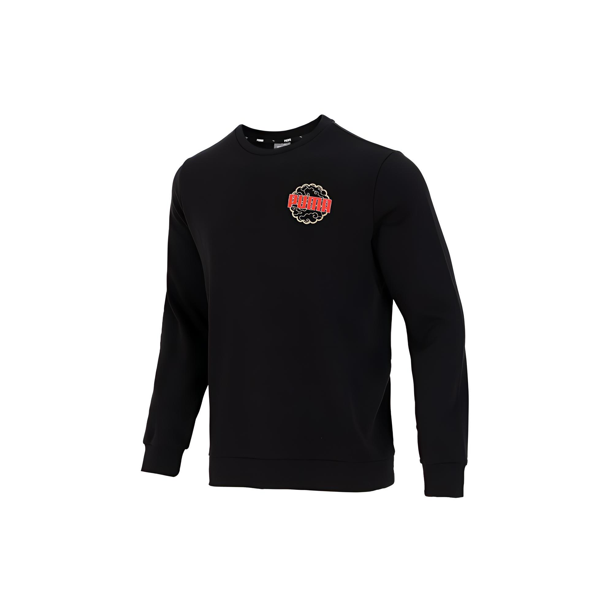 PUMA Logo Printing Sports Round Neck Pullover Black Men s 532912-01 L