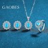 Douyin Meerblau 925er Sterlingsilber Dreiteiliges Set: Halskette, Ring und Ohrstecker mit hochkarätigen Diamanten