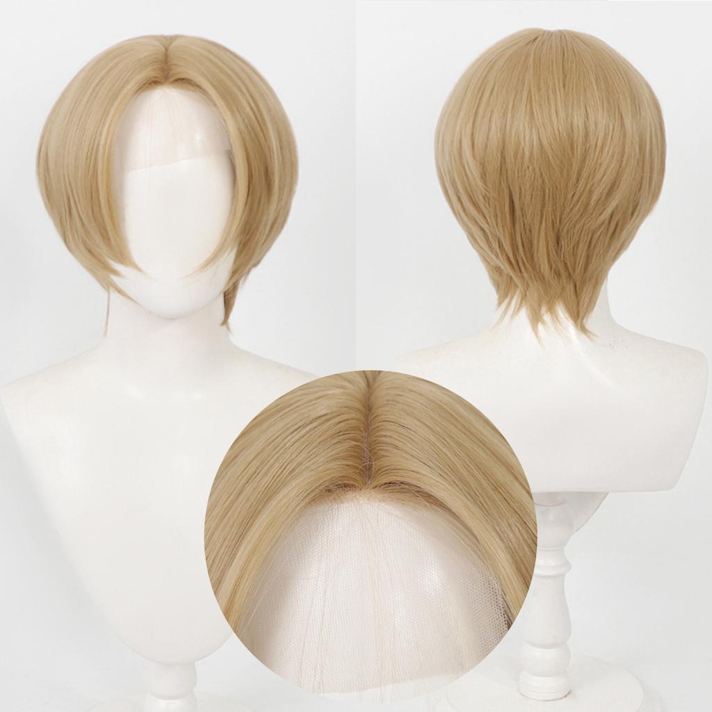 14 Zoll Cosplay Perücke Universelle Synthetische Spitzenfront-Perücke Kurze Anime-Perücke Mittelscheitel Gerade Cosplay-Perücke Mit Pony für den Alltag