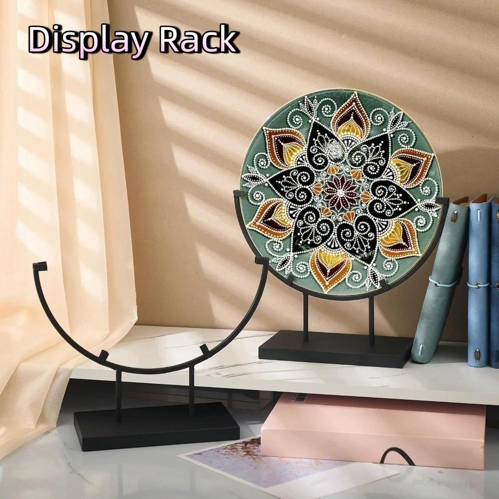 Iron Metal Easel Stands Fused Glass Art Wear-resistant Decorative Plate Holder Collection with Base Platter Photo Stands